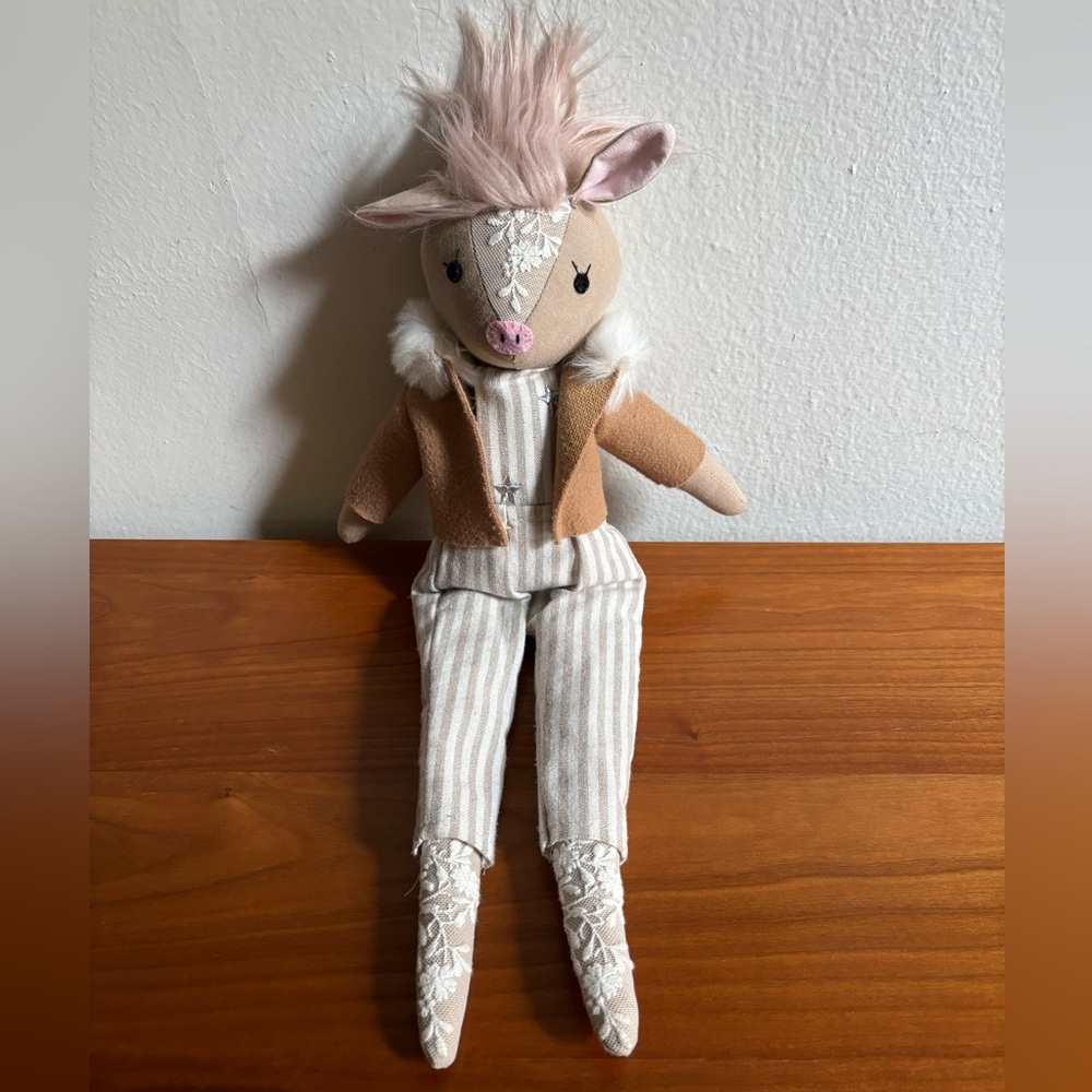 Anthropologie Brown and White Plush Deer